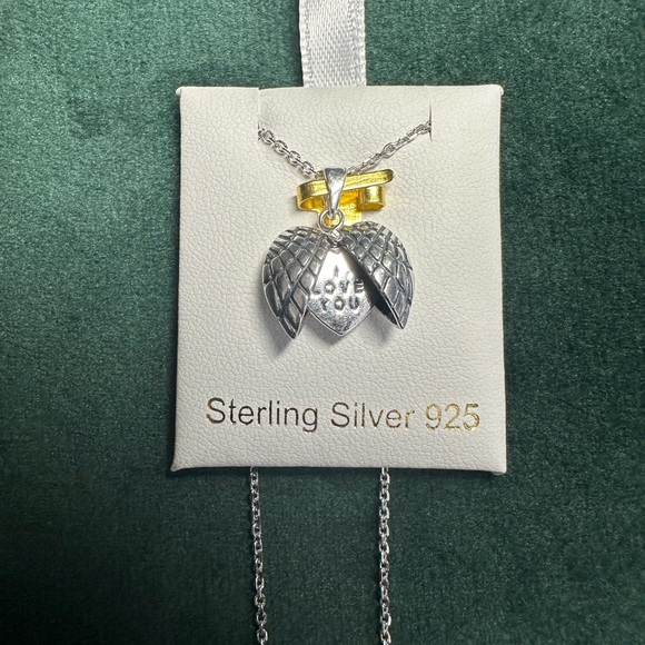 Sterling Silver Angel Wings Heart Necklace - Picture 8 of 10
